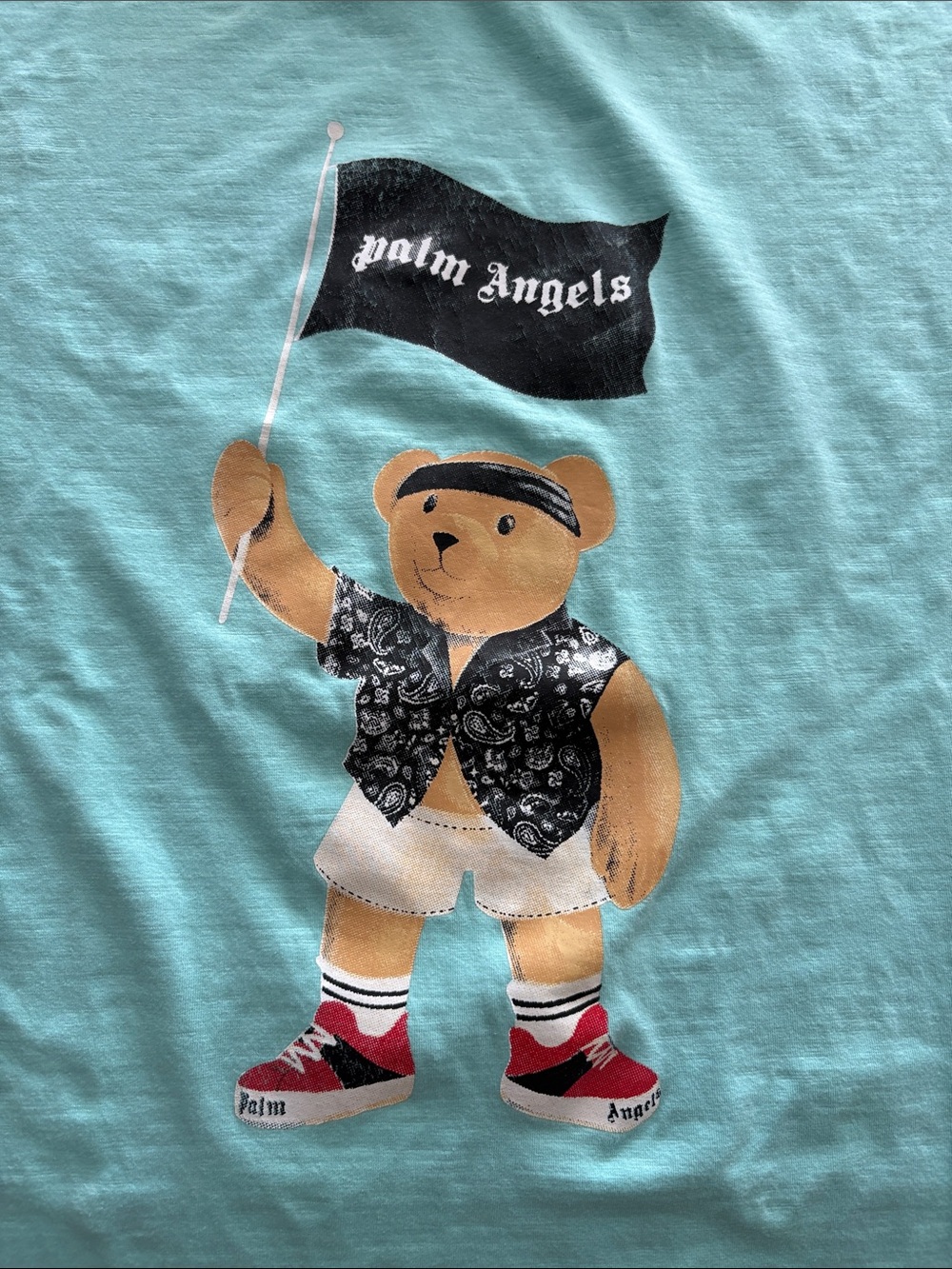 Palm Angels Aqua Teddy Bear Graphic Tee